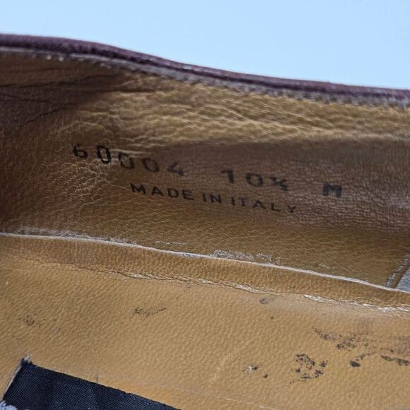 STAMATI MASTROIANNI ITALY BURGUNDY PATENT DEERSKIN WINGTIP OXFORDS MENS 10.5 - Picture 5 of 10
